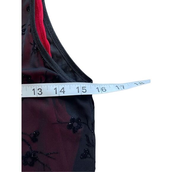 Y2k red and black sheer floral romantic bodycon maxi dress - Picture 4 of 7